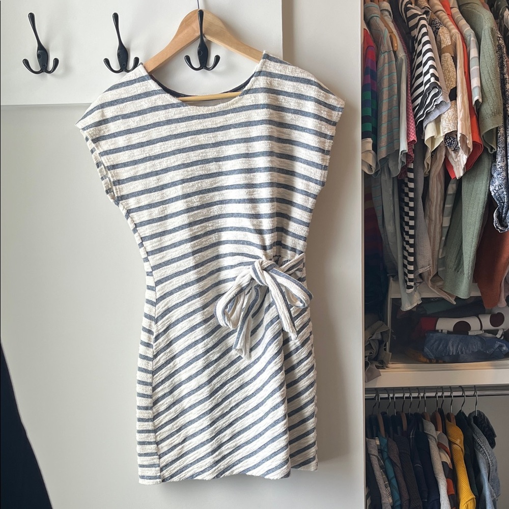 Anthropologie Striped Mini Dress in White and Gray